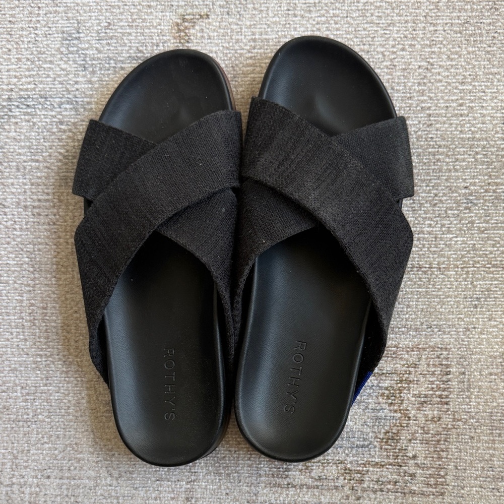 Rothy's Black Crossband Slides
